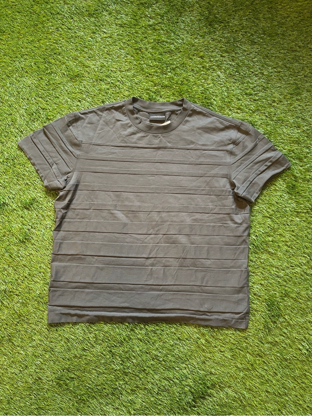 Emporio Armani Dark Grey Tonal Stripe T-Shirt Large